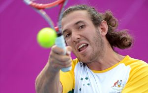 An image of Adam Kellerman in action during wheelchair tennis