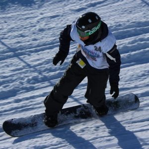 An image of Matt Robinson in action while snow boarding