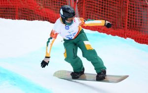 An image of a para-athlete skiing