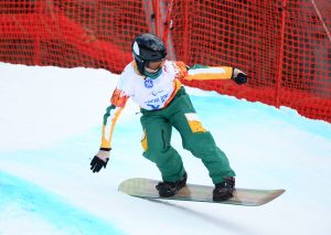 An image of Ben Tudhope while snow-boarding