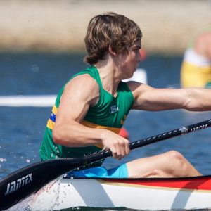 Image of Dylan Littlehales in action while taking part in para-canoeing