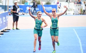 An image of Katie Kelly and Michellie Jones in action