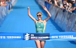 An image of Kate Doughty finishing a race