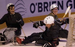 An image of players in a para-ice hockey match