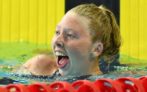 A close-up image of Lakeisha Patterson in the pool