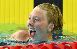 A close-up image of Lakeisha Patterson in the pool