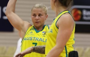 An image of Shelley Cronau with another parathlete in the foreground