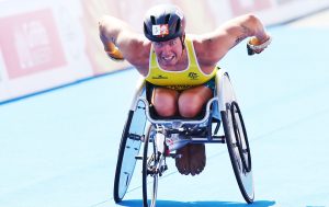 Image of a parathlete in action during triathlon