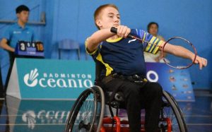 Image of an Australian para-athlete playing badminton