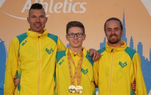 three australian male paralympians smiling