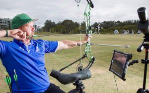 Image of male para-archer Jonathon Milne at training