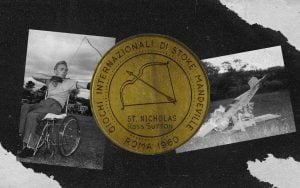 Image of Australian Paralympian Ross Sutton and his gold medal from 1960.