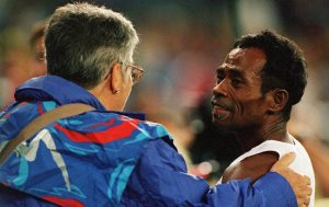 East Timor athlete Alcino Pareira with Sydney 2000 volunteer