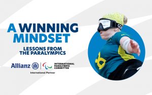 Image featuring Australian Goalball Paralympian Meica Horsburgh. Text on image reads: A winning mindset. Lessons from the Paralympics