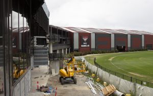 Image of the outside renovations underway for the Essendon Football Club Hangar Facility