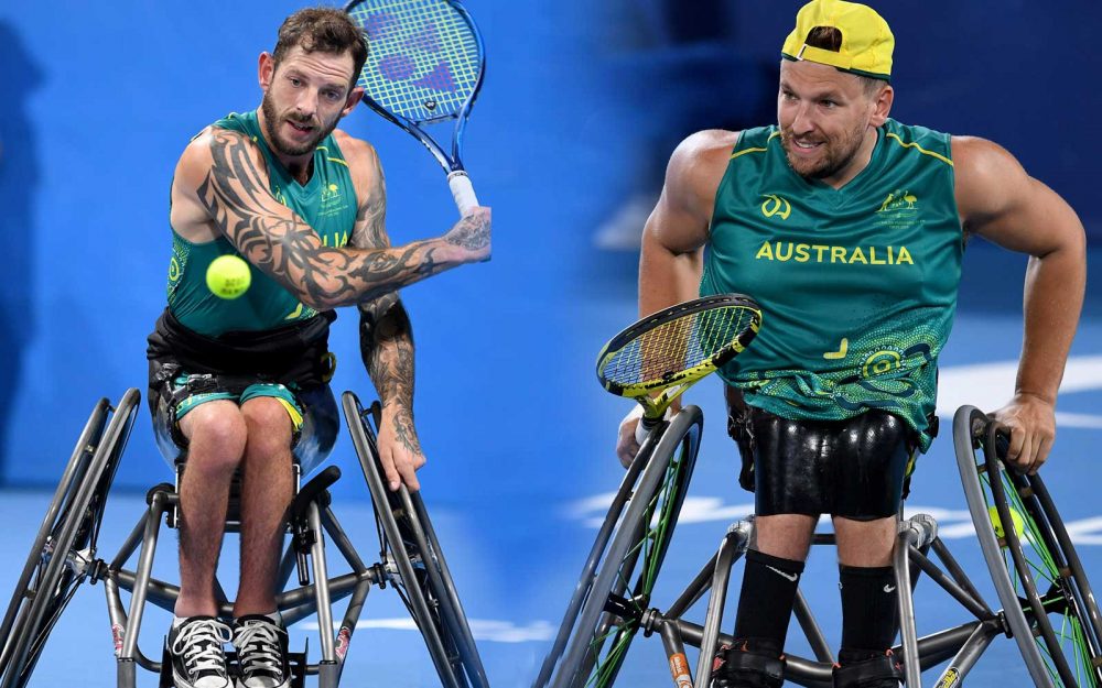 Australian Paralympic wheelchair tennis players Heath Davidson and Dylan Alcott