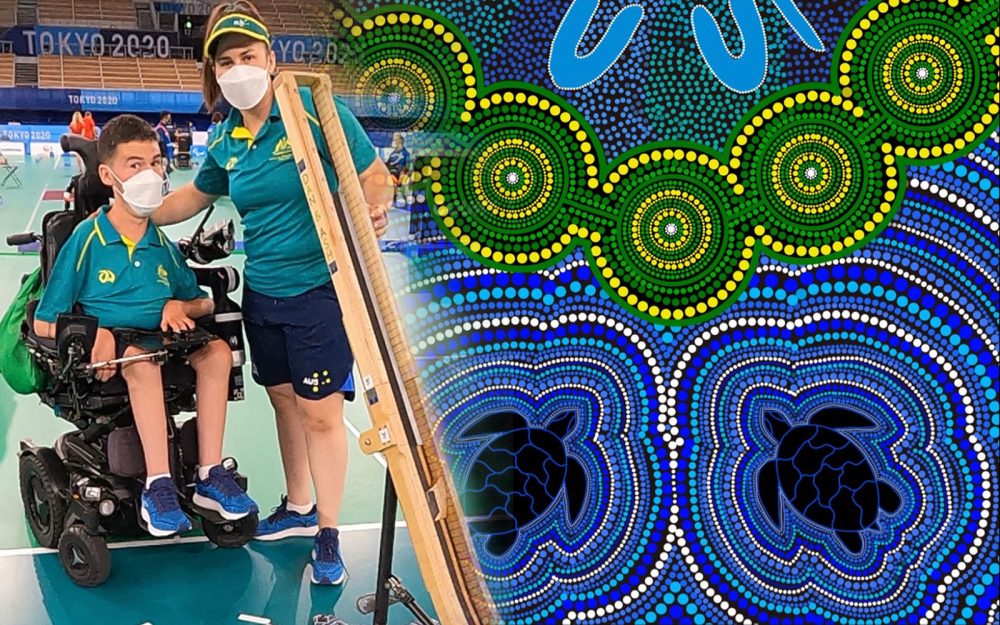 Inspiring Dan Michel and Ashlee McClure Road To Tokyo The Australian Paralympic Team is proudly wearing new designs in Tokyo by Indigenous artist Rehann Lotter, the artwork titled ‘The Journey’.