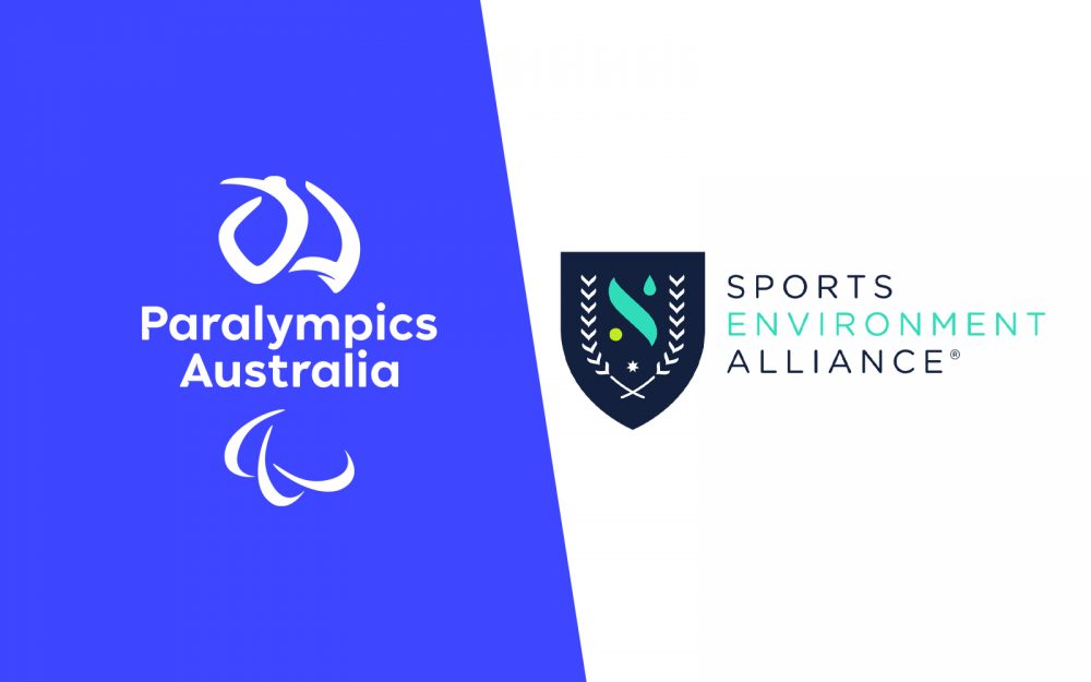 Paralympics Australia logo on the left. Sports Environment logo on the right