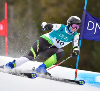 Australian Para-alpine skier Jonty O'Callaghan on the snow competing in a competition