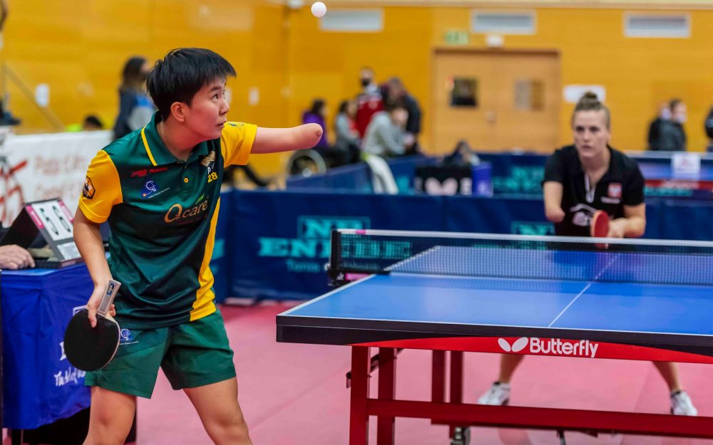 Australian Para-table tennis Paralympian Qian Yang playing Natalia Partyka at the Spanish Para Open