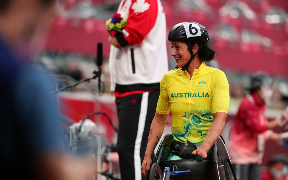 Australian Paralympian Eliza Stankovic-Mowle smiling during an interview at Tokyo 2020
