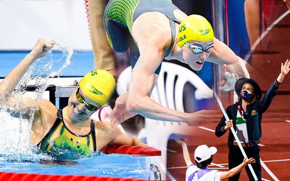 A montage of imagery of Australian Para-swimmer Ellie Cole.