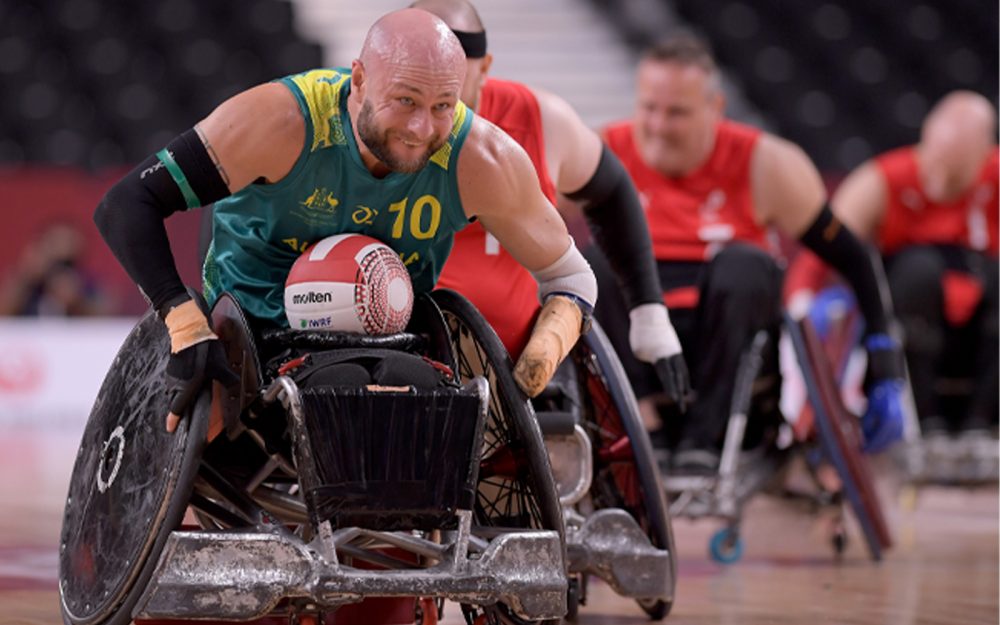 Australian Paralympian Chris Bond playing Wheelchair rugby.