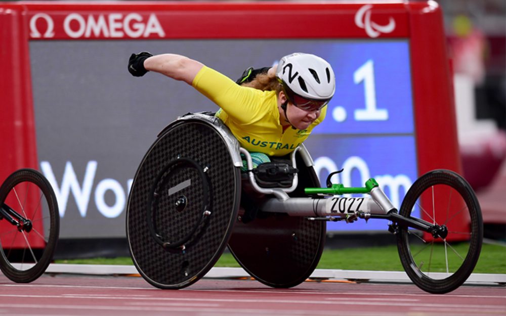 Australian Paralympian Angie Ballard wheelchair racing at Tokyo 2020