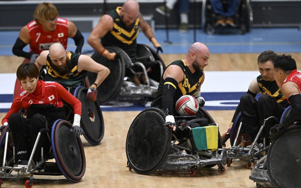 The Australian Steelers wheelchair rugby team play Japan at the World Championships