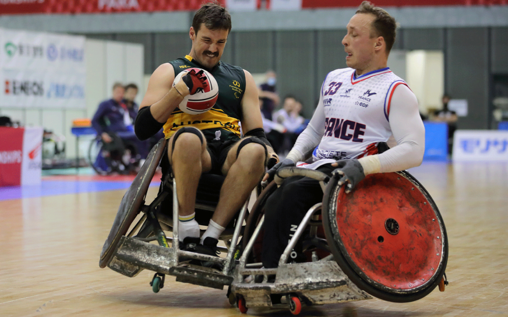 Australian Paralympian Blake Cochrane playing Wheelchair rugby.