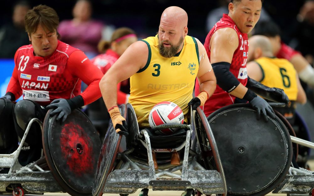 Australian wheelchair rugby player Ryley Batt against Japan