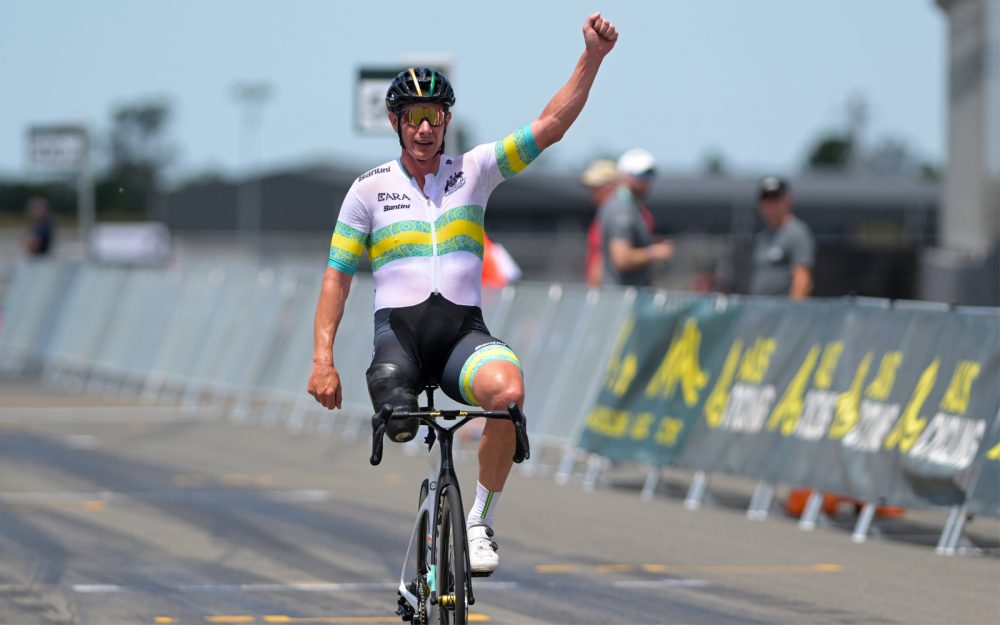 Australian Para-cyclist Darren Hicks in action during the UCI Para-cycling Road World Cup in Adelaide.