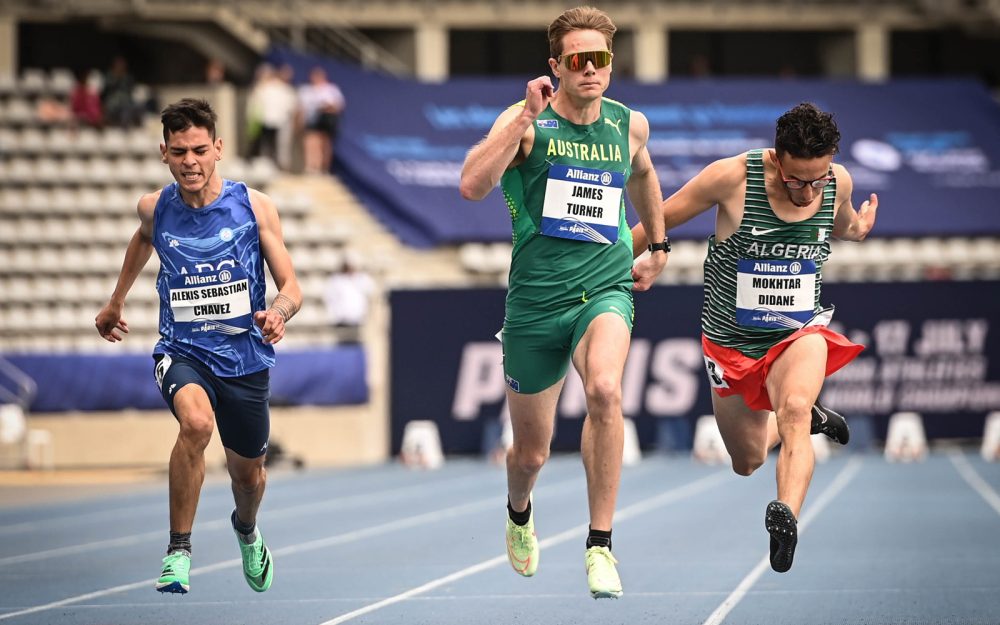 Para-athlete James Turner competing in the 400m sprint.