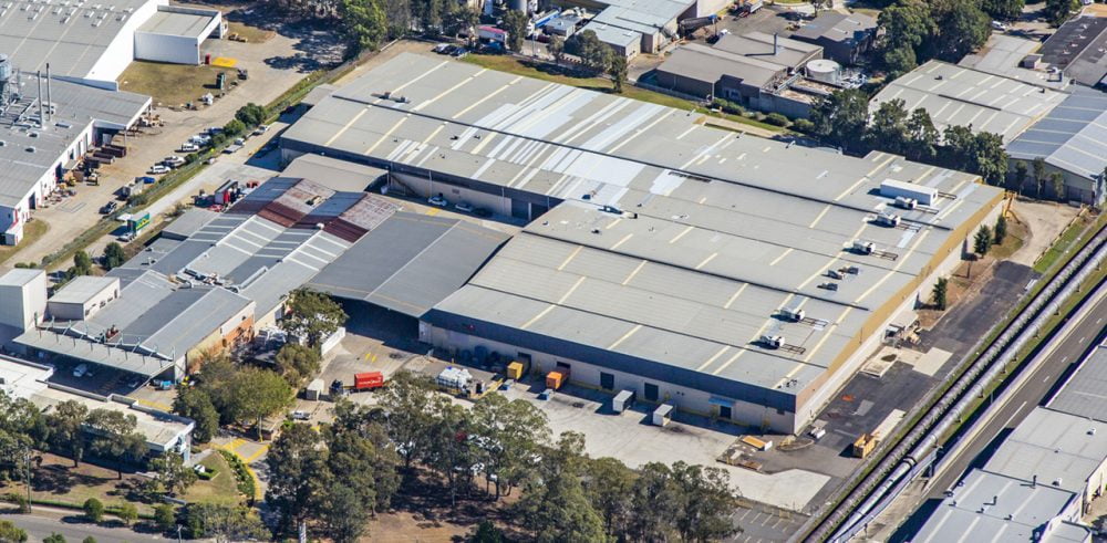 Aerial view of Lendlease warehouse.