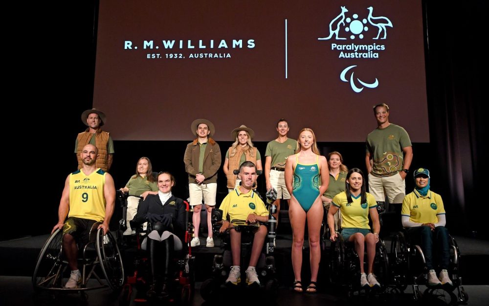 Para-athletes wearing R.M.Williams ceremonial uniform and Belgravia Apparel competition uniform