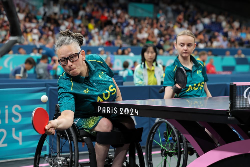 Danni di Toro and Hayley Sands in action at Para-table tennis