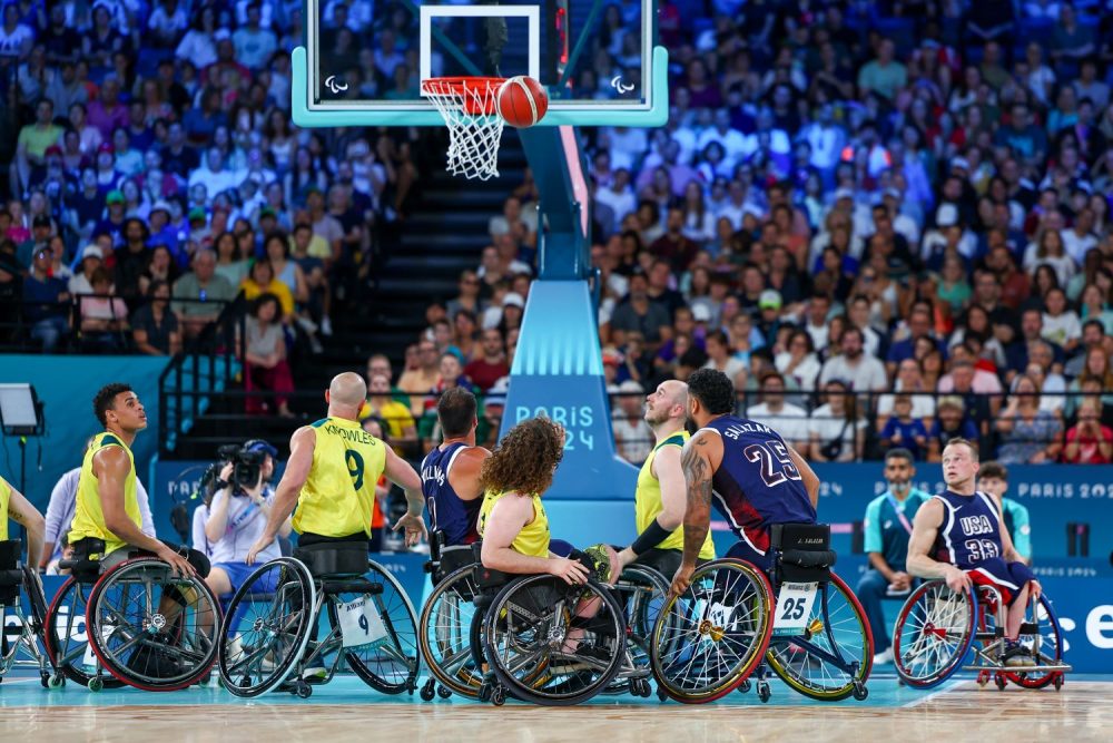 Aussie Rollers in their match against USA on Day 4 of the Paris Paralympic Games.
