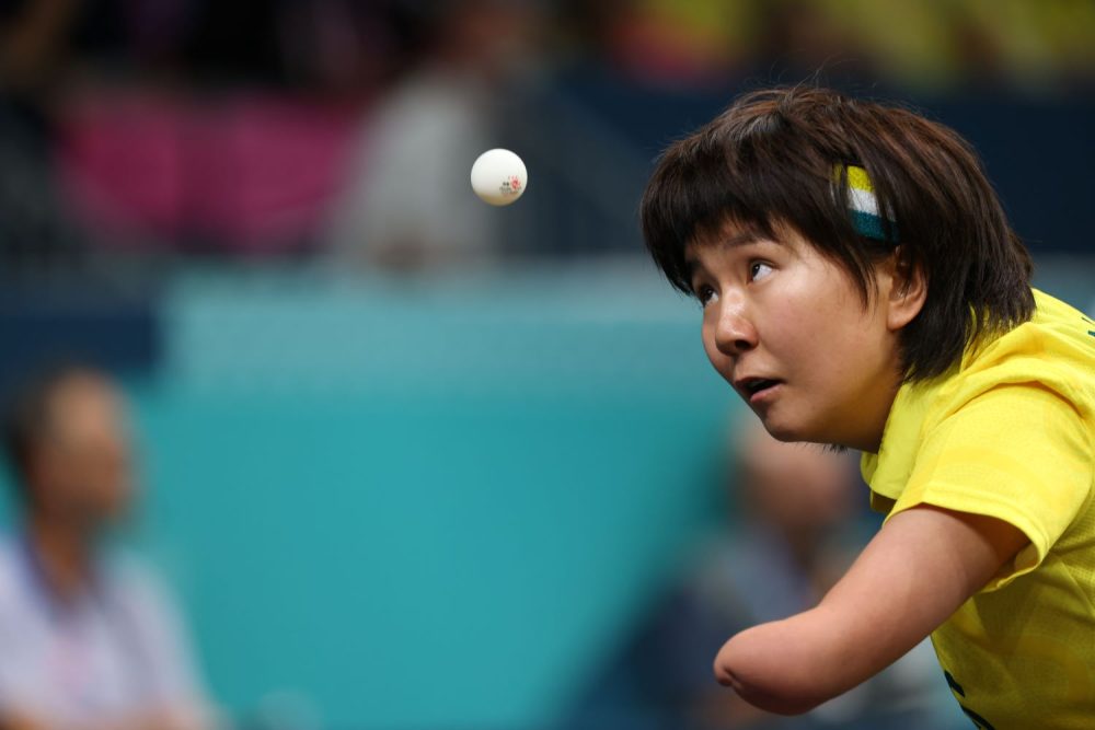 Para-table tennis player Qian Yang on Day 6 of the Paris games.