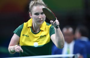 Australian Paralympian Milly Tapper playing Table Tennis